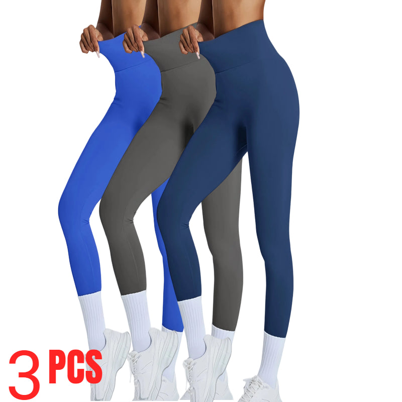 3-Pack Women's High Waisted Seamless Leggings - Butt Lifting Tummy Control Yoga Pants