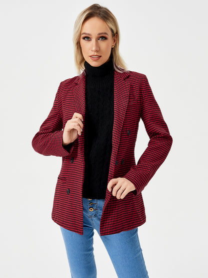 Women's Double Breasted Blazer - Long Sleeve Work Office Jacket