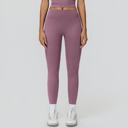 Brushed High-Waist Yoga Pants - Tight Sports Leggings