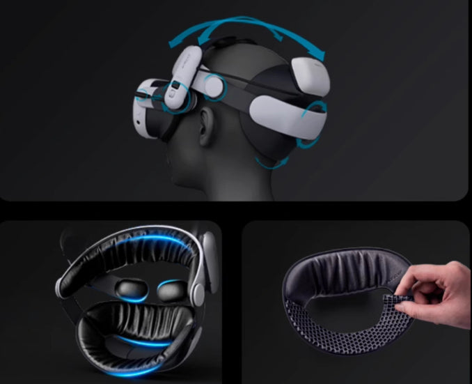 VR Headset Head Strap - Multi-Angle Adjustable Comfort Support for Virtual Reality Glasses
