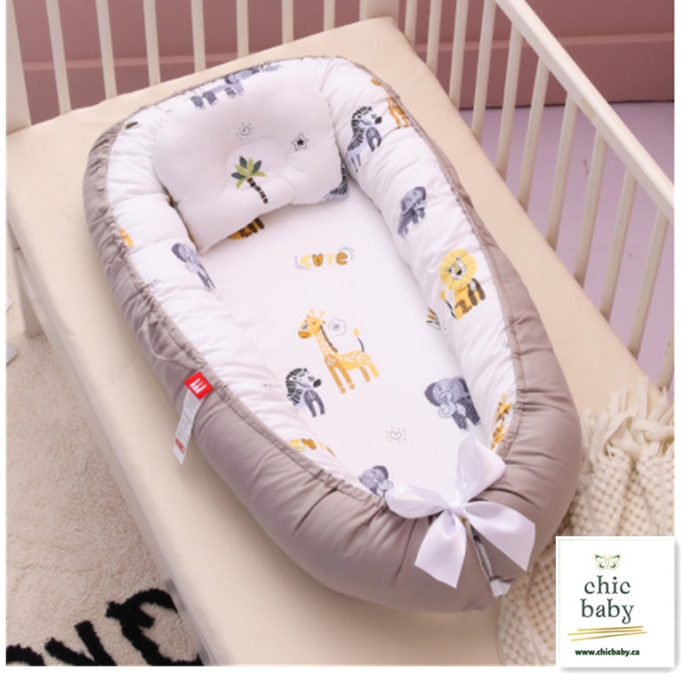 Portable Baby Nest Bed - Cotton Travel Crib with Removable Washable Cover