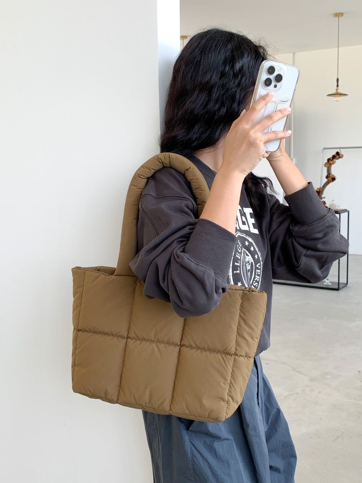 Large Capacity Plaid Tote Bag - Oxford Cloth Shoulder Bag