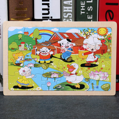 Kids Wooden Jigsaw Puzzle Toy - Educational Animal & Theme Designs for Ages 3+