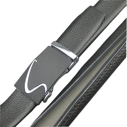 First Layer Cowhide Leather Belt with Hidden Money Compartment - Automatic Buckle