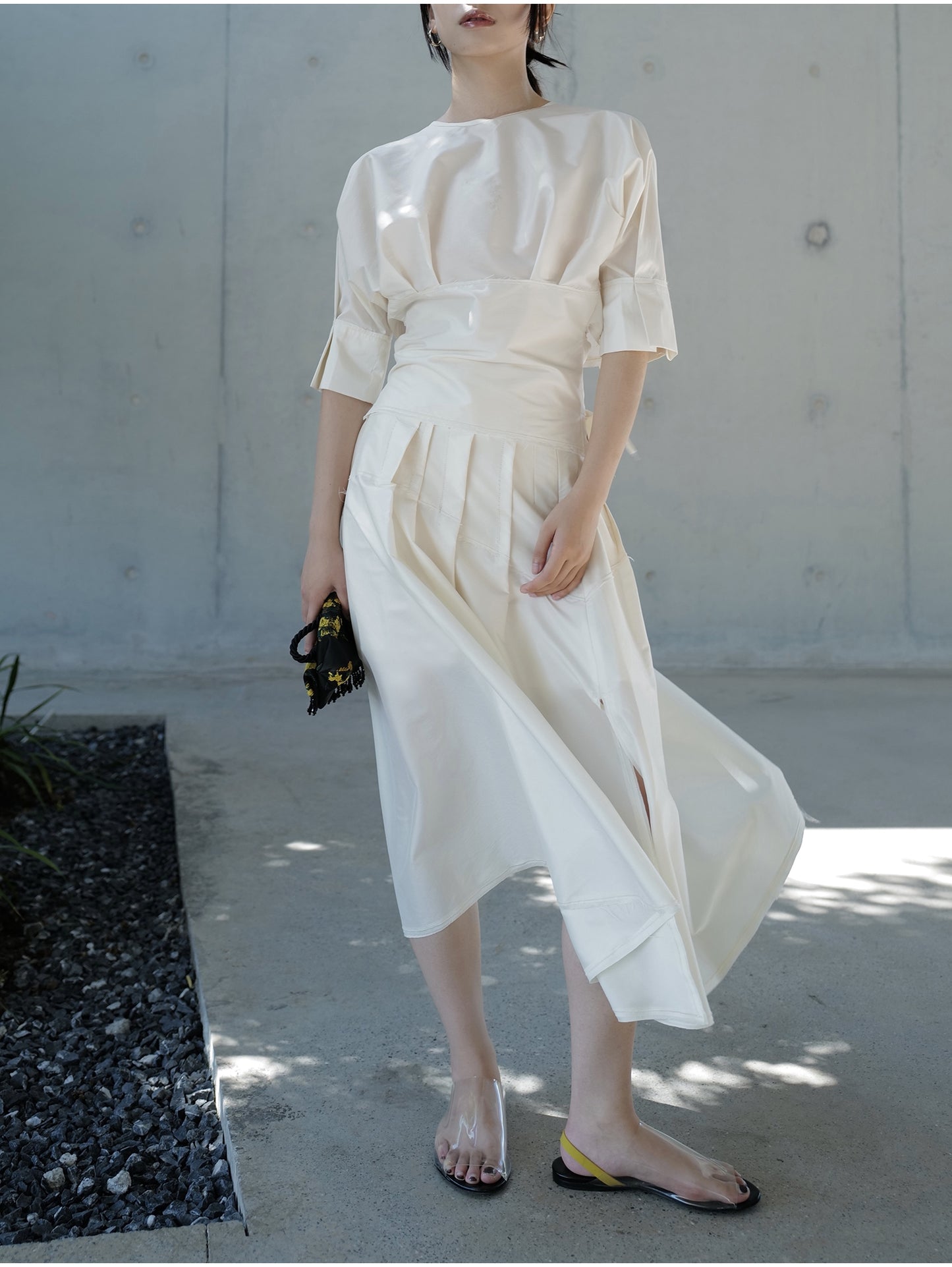 Haute Couture Silk Fringe Top & Skirt Set - Pearl White