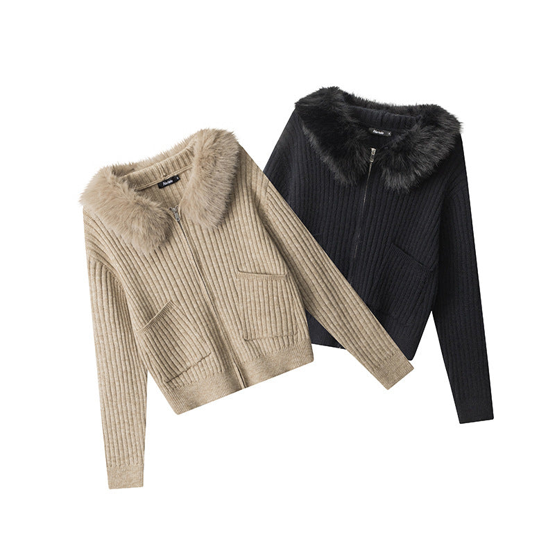 Women's Hooded Knit Sweater Cardigan - Slim Fit Button-Up Sweater