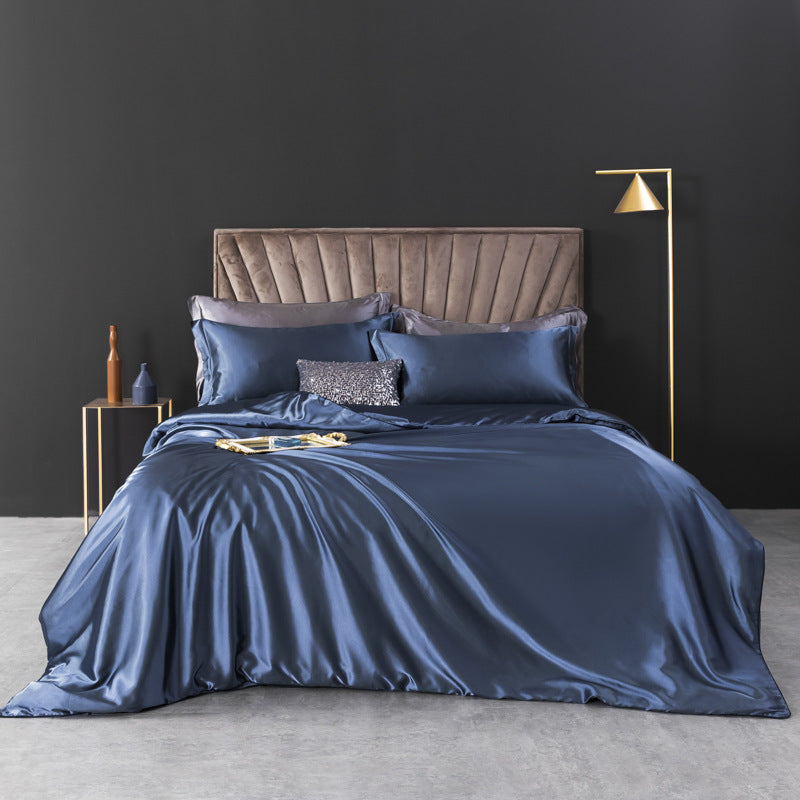 Luxe Washed Silk 4-Piece Bedding Set - 100% Mulberry Silk European-Style with Duvet Cover, Sheet, and Pillowcases