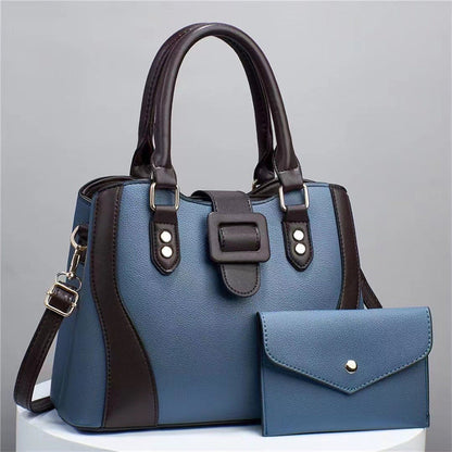 Urban Minimalist PU Leather Handbag Set - Chain Detail Tote Collection