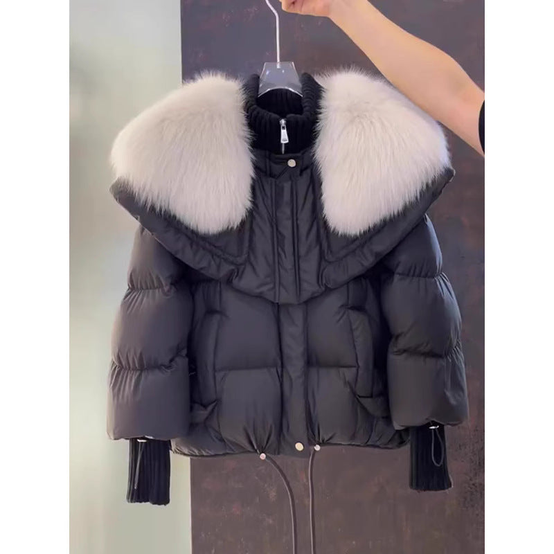 Women's Faux Fur Collar Parka Coat - Thickened Cotton Winter Jacket