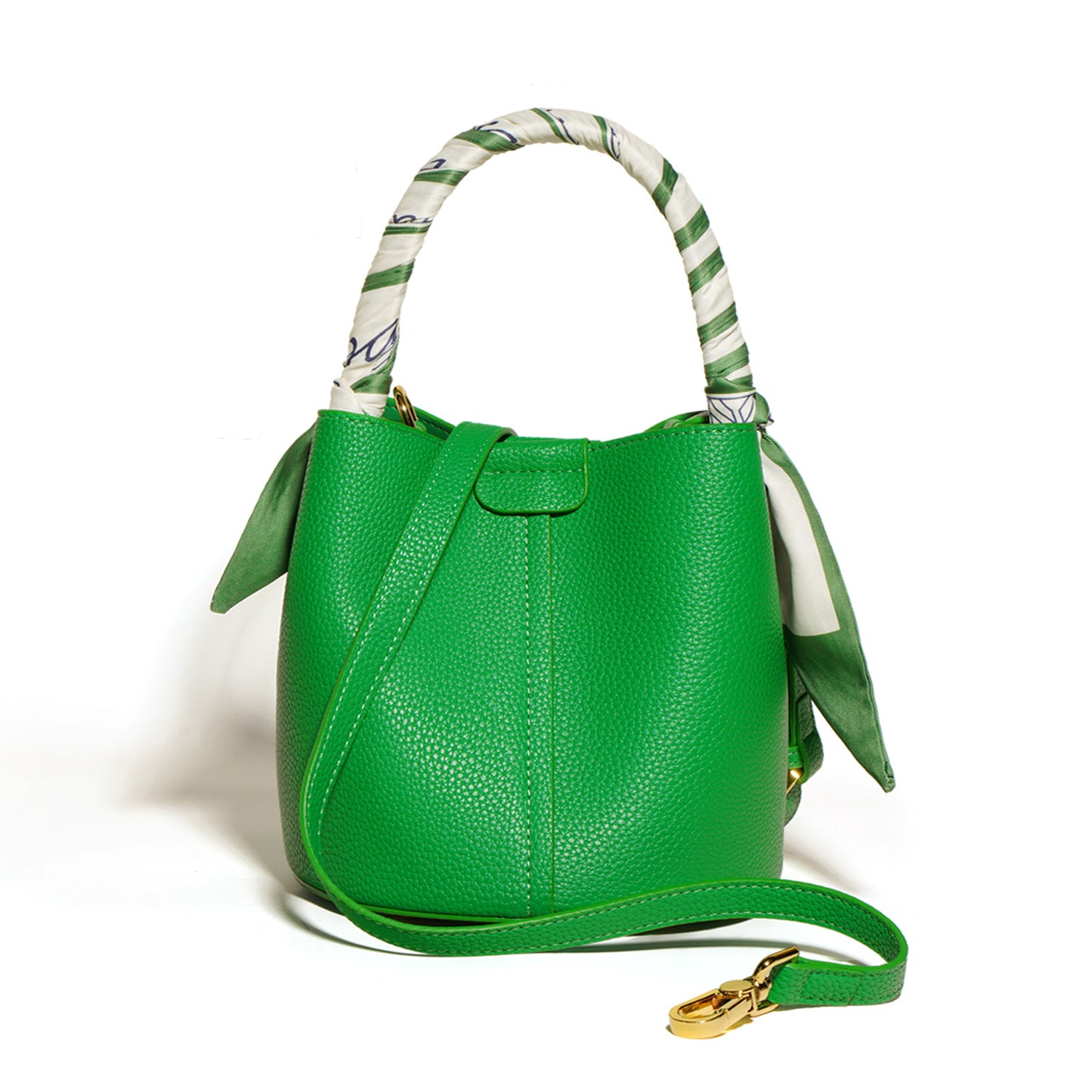 Women's Genuine Leather Bucket Bag - Advanced Texture Handbag with Drawstring Closure