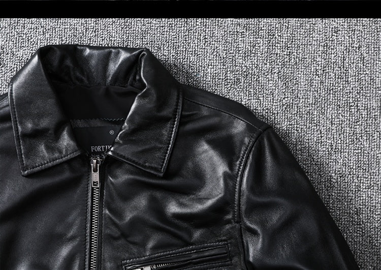 Top Layer Sheepskin Genuine Leather Men's Jacket - Fitted Casual Style