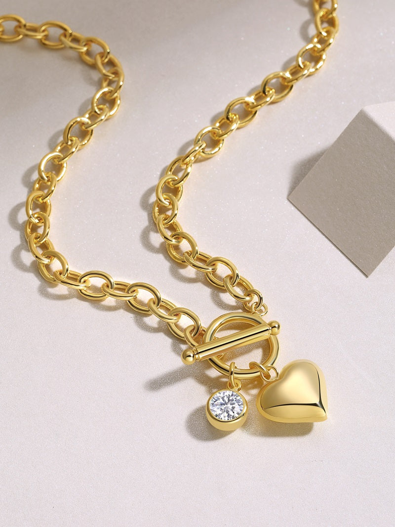 Meteor Wish Necklace Pendant Set with 1 Carat Moissanite - S925 Silver Plated with Gold