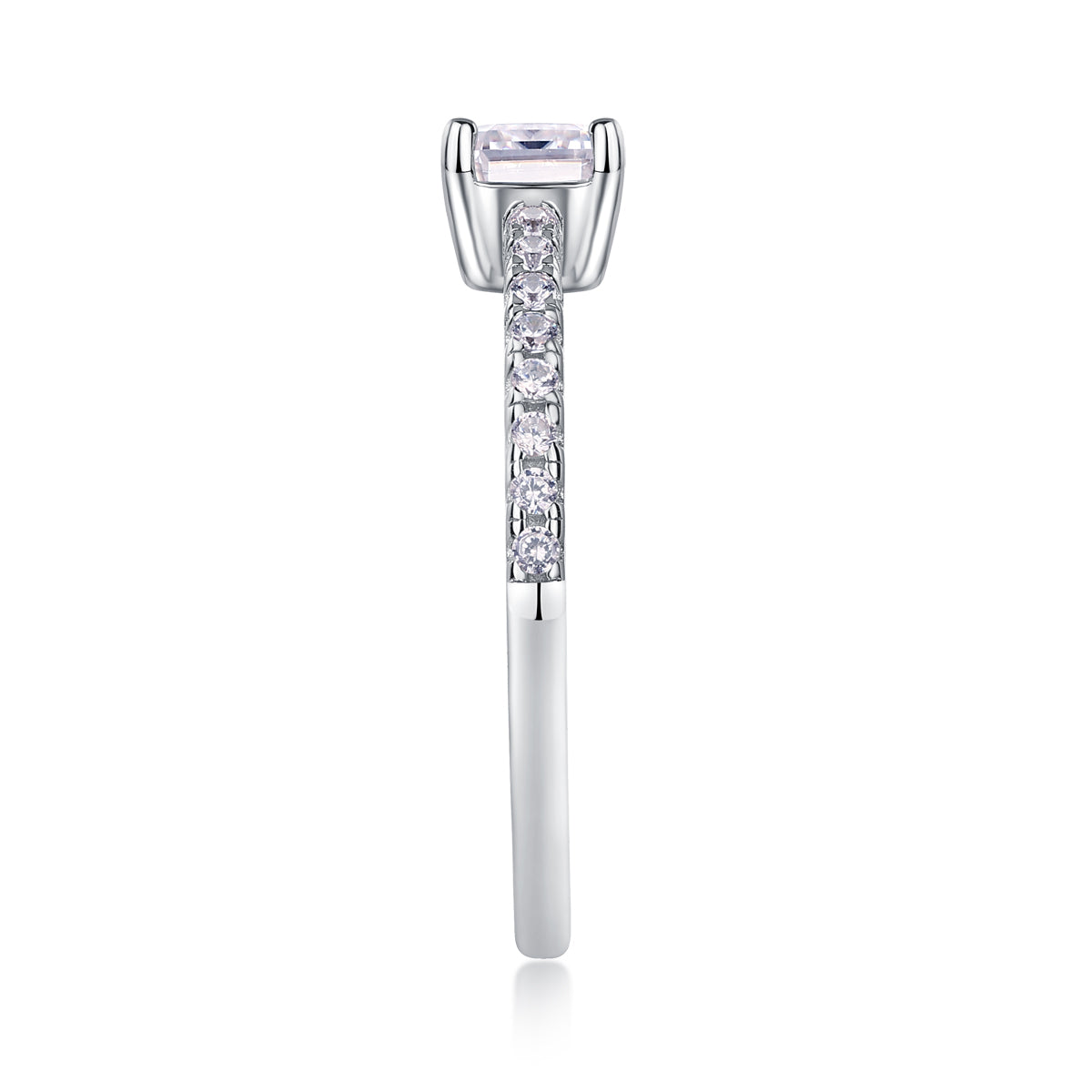 Octagonal Moissanite Ring in S925 Sterling Silver with Platinum Plating