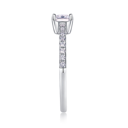 Octagonal Moissanite Ring in S925 Sterling Silver with Platinum Plating