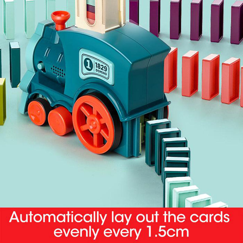Automatic Domino Train Toy - Electric Building Blocks Train with 100 Dominoes