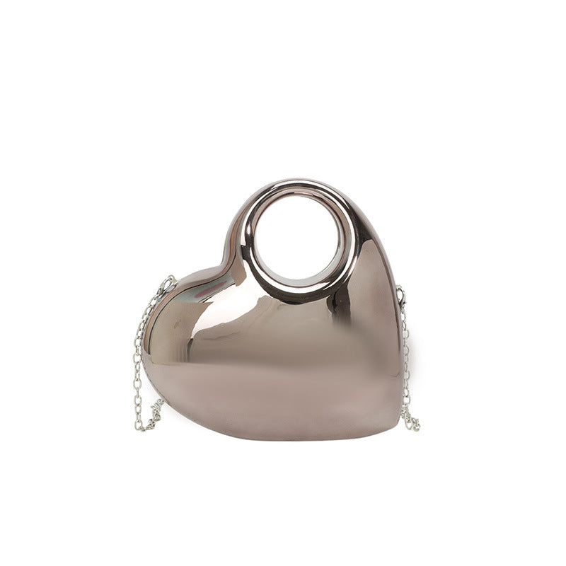 Heart-Shaped Acrylic Evening Bag - Structured Crossbody Handbag