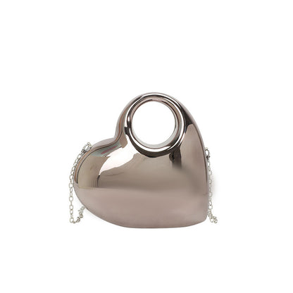 Heart-Shaped Acrylic Evening Bag - Structured Crossbody Handbag