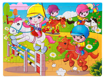 Kids Wooden Jigsaw Puzzle Toy - Educational Animal & Theme Designs for Ages 3+