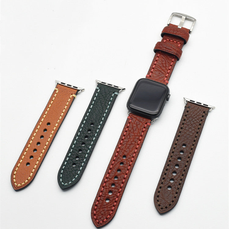 Top Layer Cowhide Leather Watch Strap - Full Grain Water Oil Leather for Apple Watch