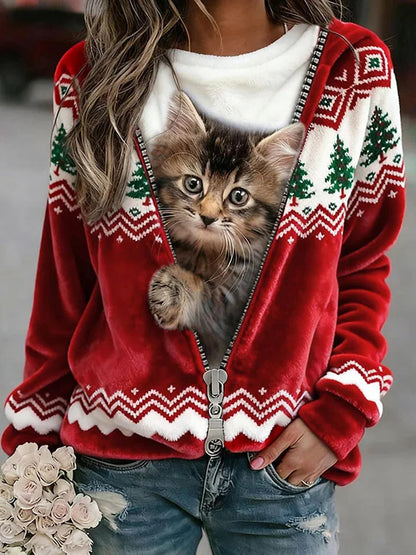 3D Digital Printed Christmas Sweater - Women's Crew Neck Long Sleeve