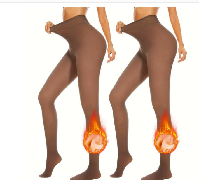 Women's Fleece Lined Tights - Thermal Leg Warmers for Autumn and Winter