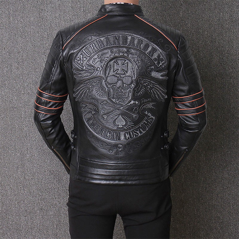 Harley Genuine Leather Motorcycle Jacket - Men's Slim Fit Riding Coat
