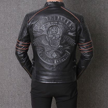 Harley Genuine Leather Motorcycle Jacket - Men's Slim Fit Riding Coat