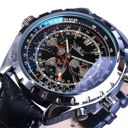 Men's Mechanical Watch | Alloy Case | Mineral Glass Crystal | White & Black