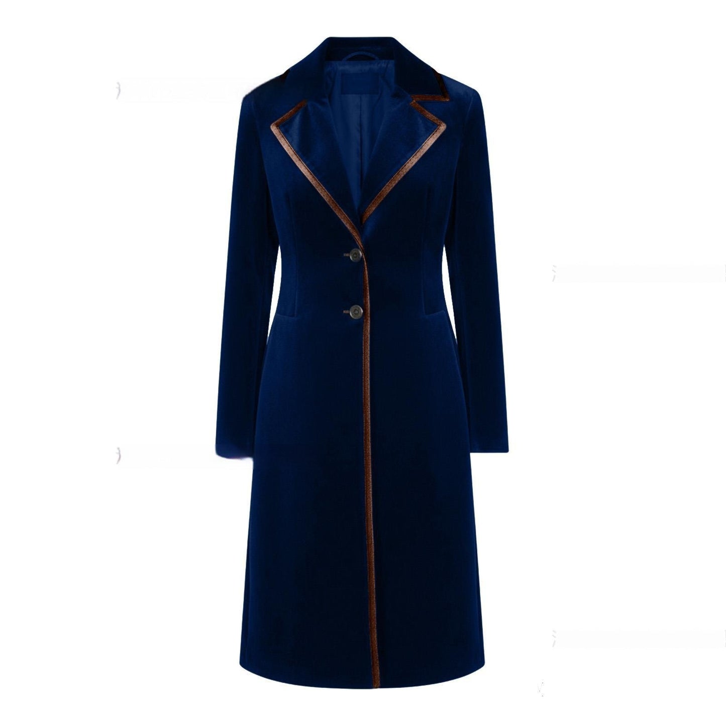 Women's Elegant Velvet Coat - Sophisticated Long Sleeve Winter Jacket