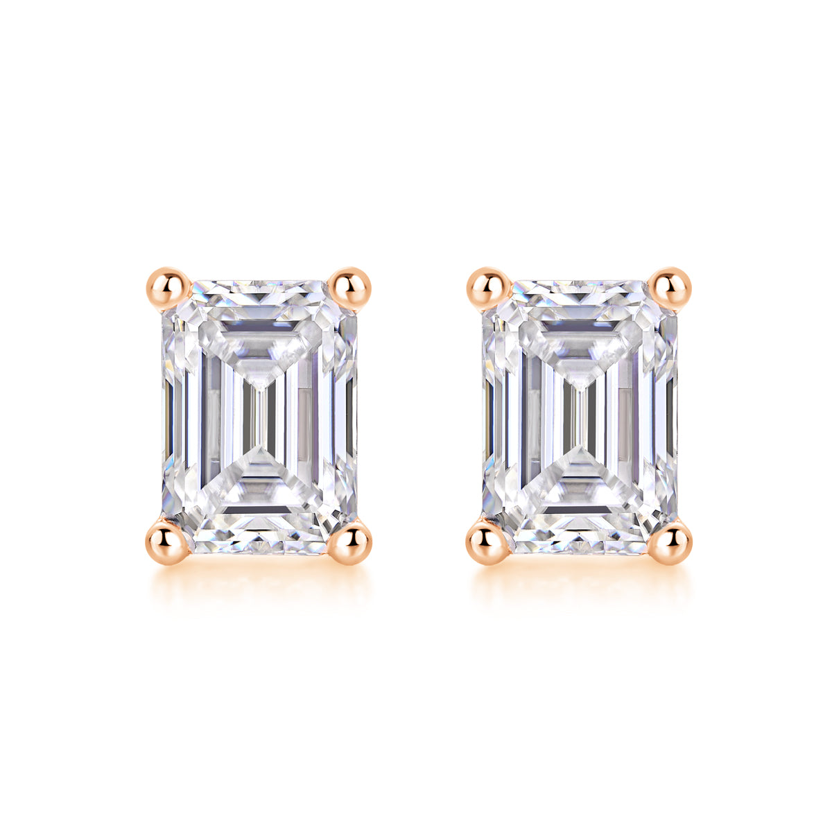 Moissanite Stud Earrings - S925 Silver Platinum Plated Octagonal Cut