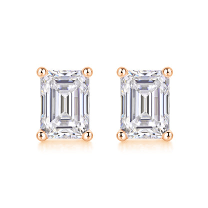 Moissanite Stud Earrings - S925 Silver Platinum Plated Octagonal Cut