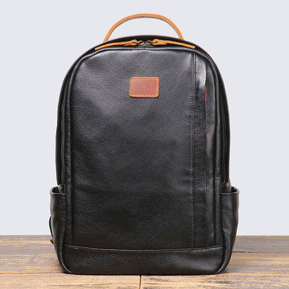 Men's Genuine Leather Backpack - Top Grain Cowhide Travel Leisure Bag
