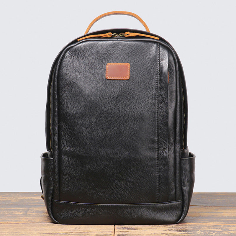 Men's Genuine Leather Backpack - Top Grain Cowhide Travel Leisure Bag