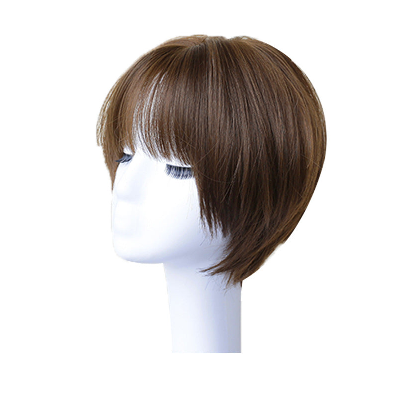 Short Straight Human Hair Wig - Natural Fluffy Style