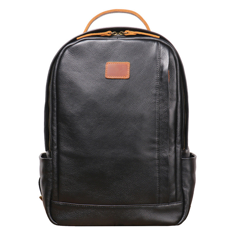 Men's Genuine Leather Backpack - Top Grain Cowhide Travel Leisure Bag