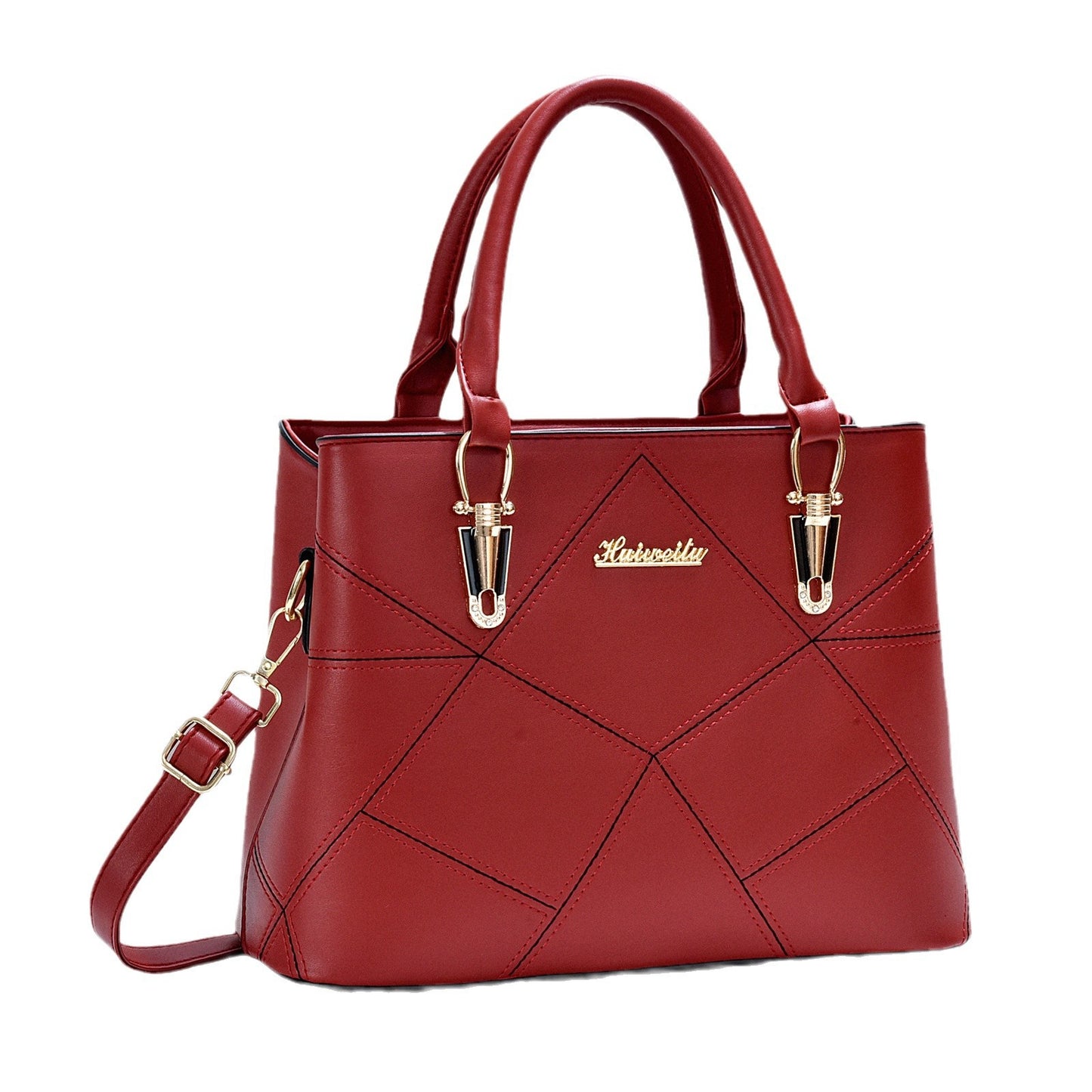 Women's Color Block Handbag - PU Leather Commuter Tote with Multiple Compartments