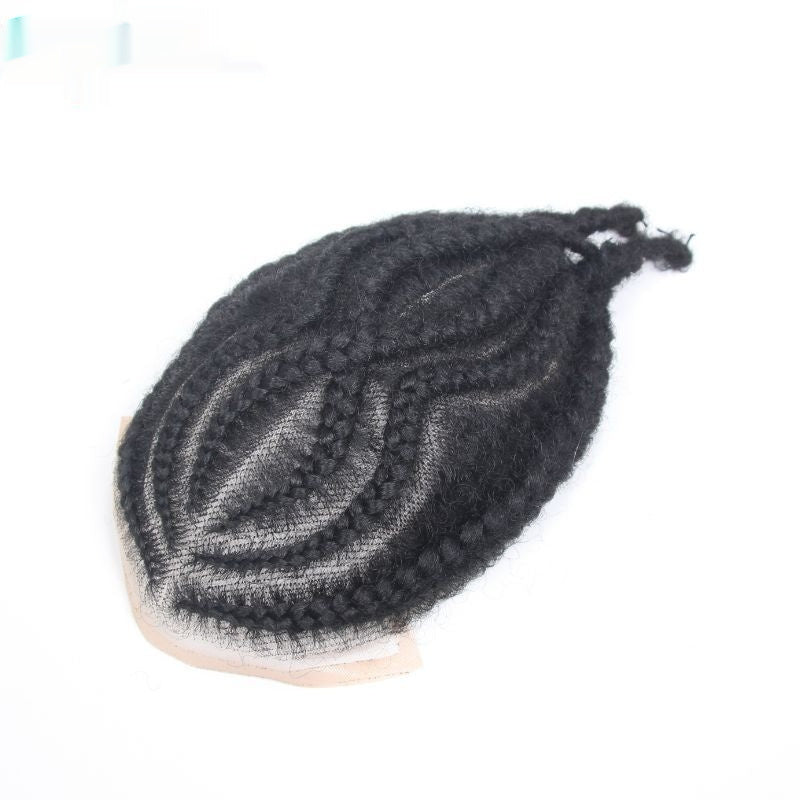 Men's Hand-Woven African Braid Wig - Real Human Hair Hairpiece