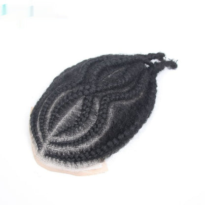 Men's Hand-Woven African Braid Wig - Real Human Hair Hairpiece