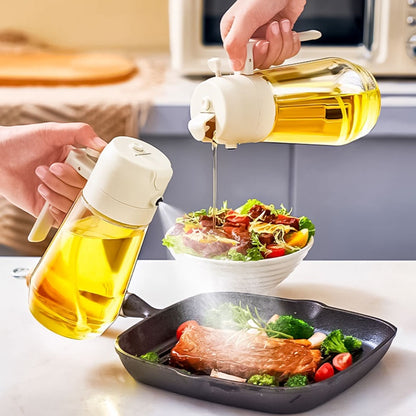 Olive Oil Sprayer Dispenser - 470ml Glass 2-in-1 Spray & Pour Bottle