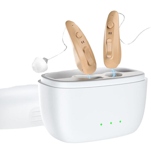 Rechargeable BTE Hearing Aid Device - 5-Level Volume Control with DSP Noise Reduction