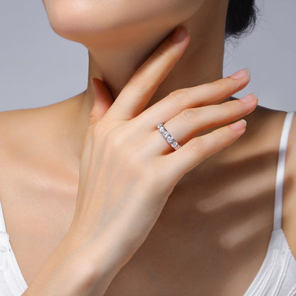 0.3 Carat Moissanite Sterling Silver Ring - Platinum Plated Wedding Band