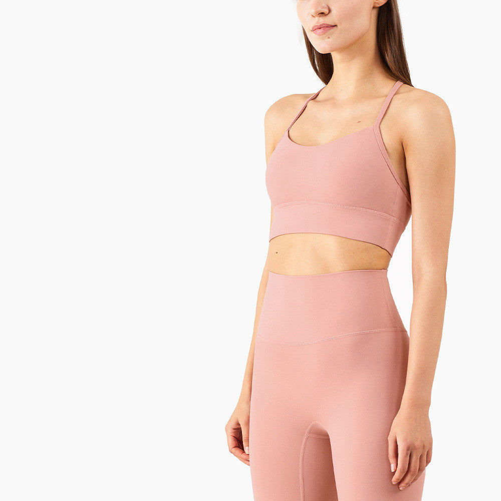 Y-Shaped Sports Bra - Wireless Gathered Support for Yoga and Fitness