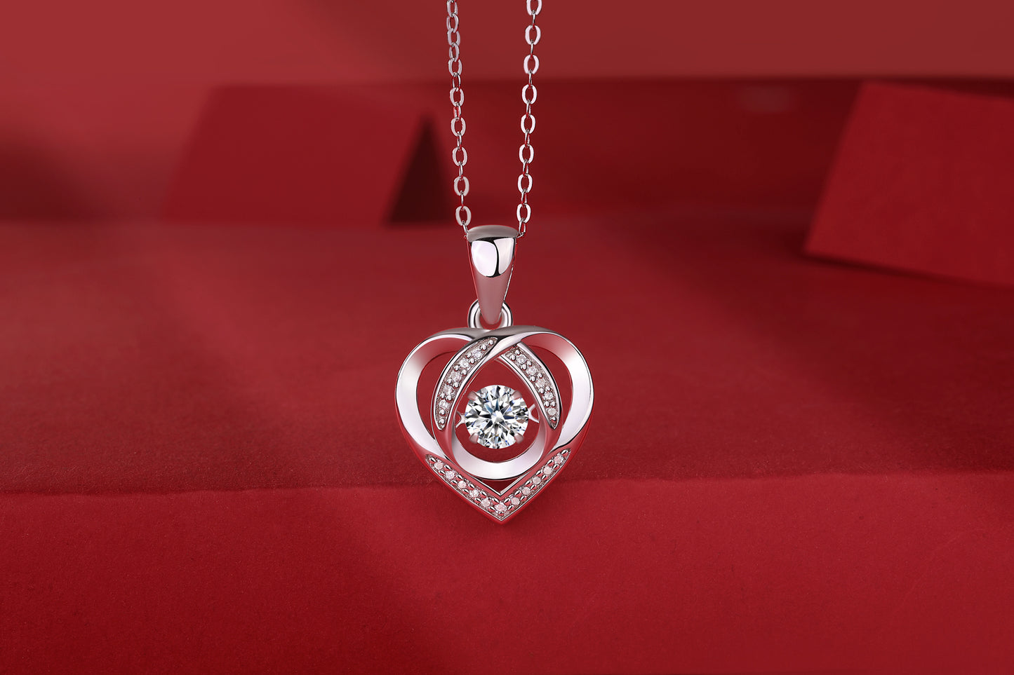 Moissanite Heart Necklace Pendant - 0.5 Carat S925 Silver Platinum-Plated with GRA Certificate