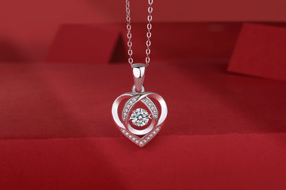 Moissanite Heart Necklace Pendant - 0.5 Carat S925 Silver Platinum-Plated with GRA Certificate