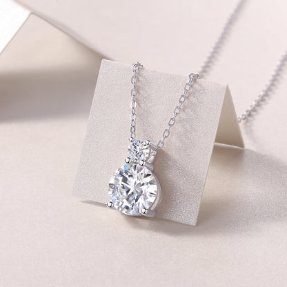 3 Carat Moissanite Pendant Necklace - S925 Silver Platinum Plated Light Luxury Jewelry