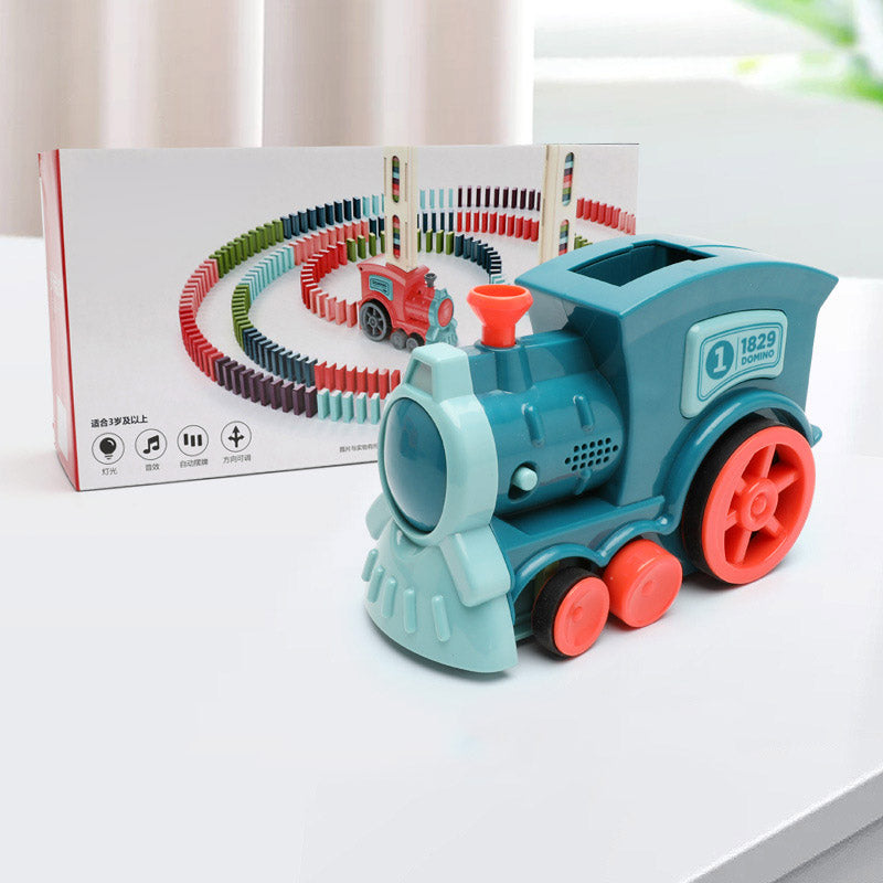 Automatic Domino Train Toy - Electric Building Blocks Train with 100 Dominoes