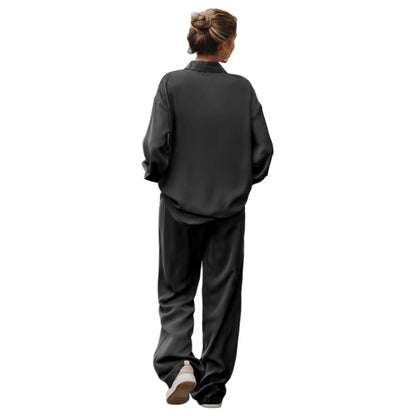 Women's Casual Relaxed Minimalist Long Suit - Elegant Commuter Two-Piece Set