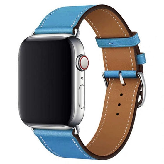 Genuine Leather Apple Watch Band - Premium Cowhide Strap with Stainless Steel Pin Buckle