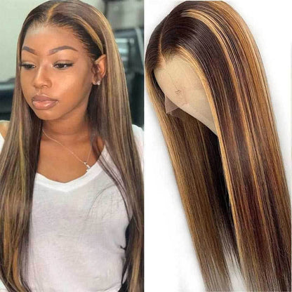 Piano Color 4/27 Human Hair Wig - T-Part & Lace Front Wig