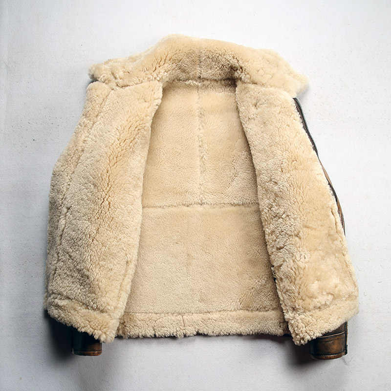 Men's Premium Sheepskin Leather Lapel Coat - Retro Vintage Style